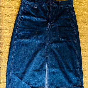 Dark Blue Madewell Midi Denim Skirt